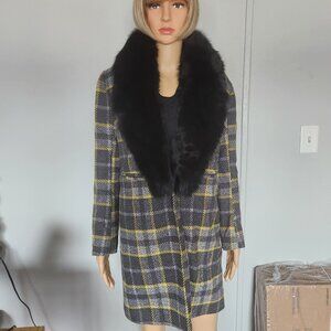 #757 Polyester blend/fox fur coat